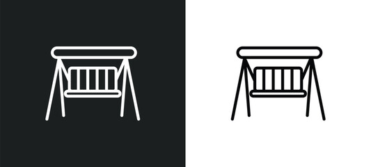 porch swing icon isolated in white and black colors. porch swing outline vector icon from furniture & household collection for web, mobile apps and ui.