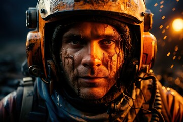 Fototapeta premium Portrait of an astronaut in a spacesuit. Exploration of other worlds and search for extraterrestrial civilizations. Space exploration concept. AI generation