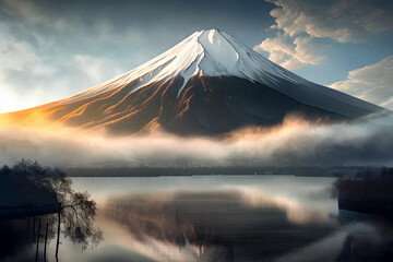 Majestic View of Mount Fuji - generative ai