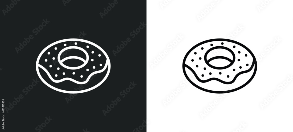 Poster chote donut icon isolated in white and black colors. chote donut outline vector icon from food colle