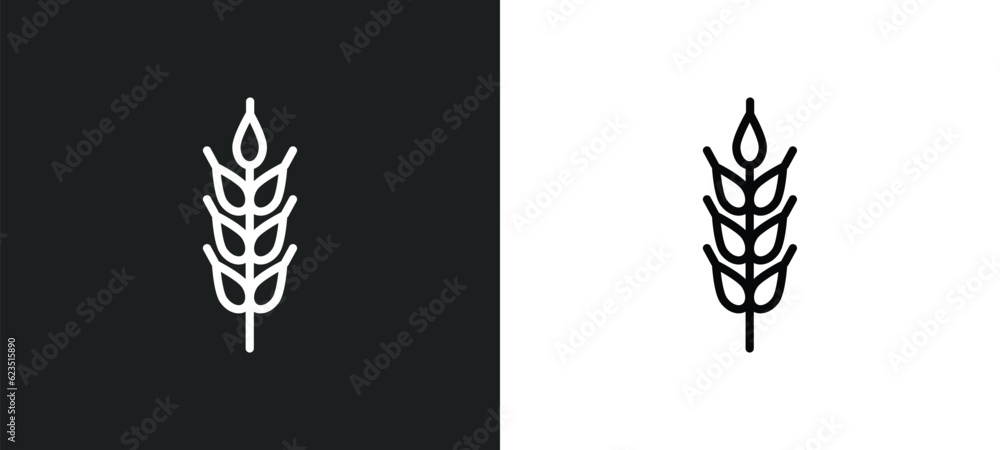 Poster ear of wheat icon isolated in white and black colors. ear of wheat outline vector icon from food col
