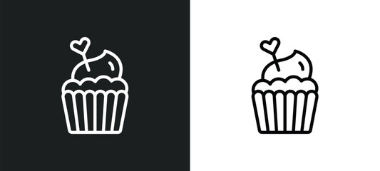romantic muffin icon isolated in white and black colors. romantic muffin outline vector icon from food collection for web, mobile apps and ui.