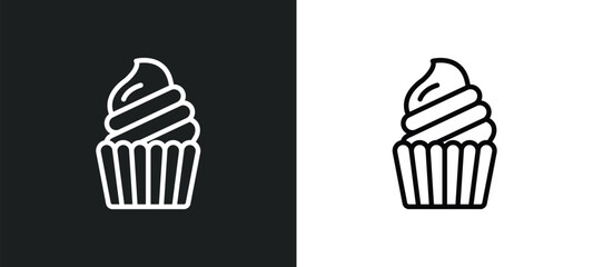 muffin bake icon isolated in white and black colors. muffin bake outline vector icon from food collection for web, mobile apps and ui.