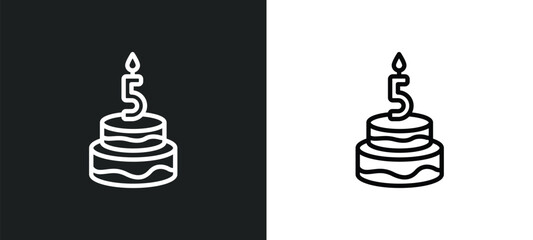 five birthday cake icon isolated in white and black colors. five birthday cake outline vector icon from food collection for web, mobile apps and ui.