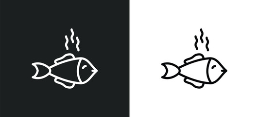 cooked fish icon isolated in white and black colors. cooked fish outline vector icon from food collection for web, mobile apps and ui.