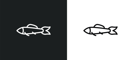 sardines icon isolated in white and black colors. sardines outline vector icon from food collection for web, mobile apps and ui.