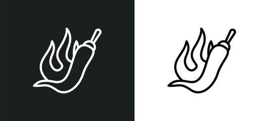 Obraz premium hot pepper icon isolated in white and black colors. hot pepper outline vector icon from food collection for web, mobile apps and ui.