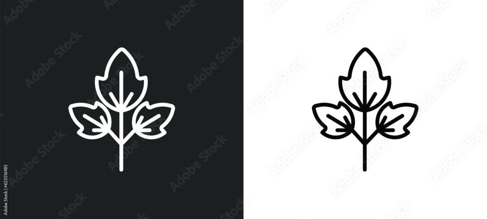 Poster raspberry leaf icon isolated in white and black colors. raspberry leaf outline vector icon from food