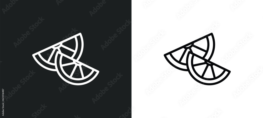 Poster lemon slice icon isolated in white and black colors. lemon slice outline vector icon from food colle