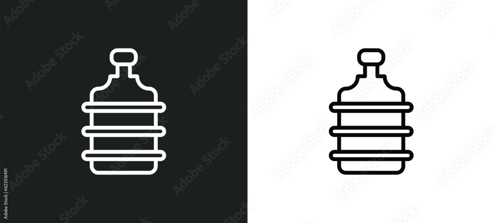 Poster water container icon isolated in white and black colors. water container outline vector icon from fo