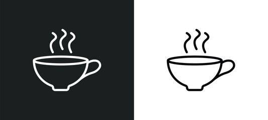 coffee cup with steam icon isolated in white and black colors. coffee cup with steam outline vector icon from food collection for web, mobile apps and ui.