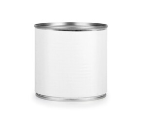 Aluminum tin can on a white background