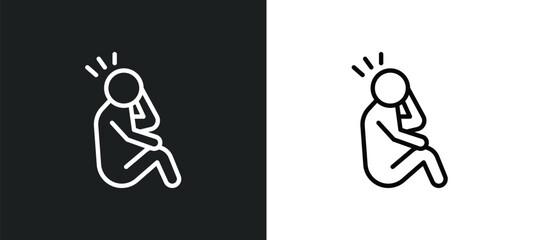 sore human icon isolated in white and black colors. sore human outline vector icon from feelings collection for web, mobile apps and ui.