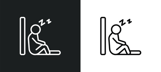 sleepy human icon isolated in white and black colors. sleepy human outline vector icon from feelings collection for web, mobile apps and ui.
