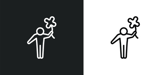 lucky human icon isolated in white and black colors. lucky human outline vector icon from feelings collection for web, mobile apps and ui.