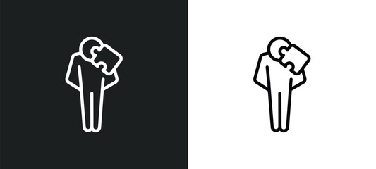 incomplete human icon isolated in white and black colors. incomplete human outline vector icon from feelings collection for web, mobile apps and ui.