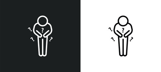 hungry human icon isolated in white and black colors. hungry human outline vector icon from feelings collection for web, mobile apps and ui.