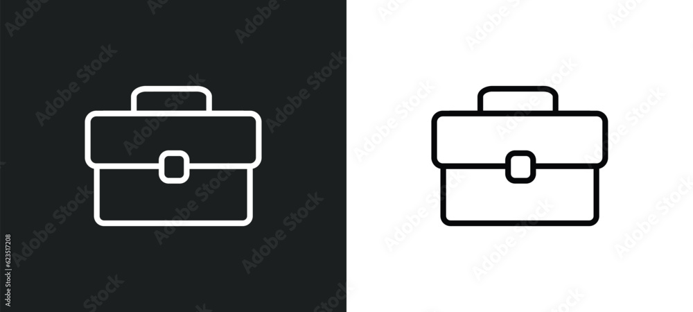 Poster office briefcase icon isolated in white and black colors. office briefcase outline vector icon from 
