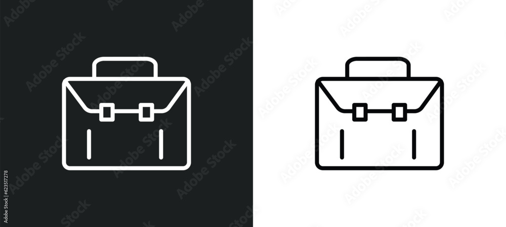Poster closed briefcase icon isolated in white and black colors. closed briefcase outline vector icon from 