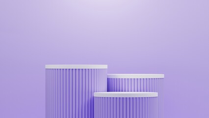 minimal background, luxury white empty podium display, elegant violet color suitable for cosmetic showcase.