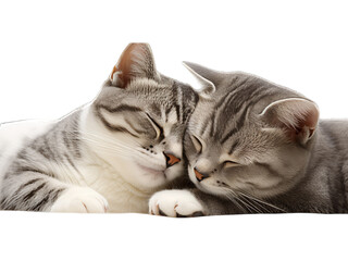 Affectionate American Shorthair Cat Cuddling - Transparent Background