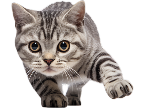 Adventurous American Shorthair Cat Exploring - Transparent Background