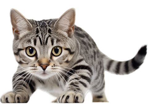 Adventurous American Shorthair Cat Exploring - Transparent Background