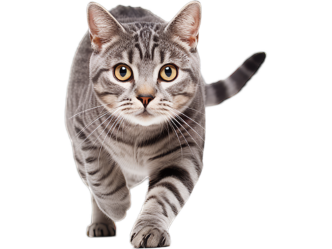 Adventurous American Shorthair Cat Exploring - Transparent Background