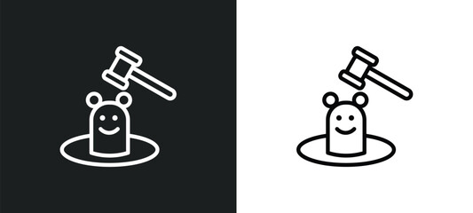 whack a mole icon isolated in white and black colors. whack a mole outline vector icon from entertainment collection for web, mobile apps and ui.