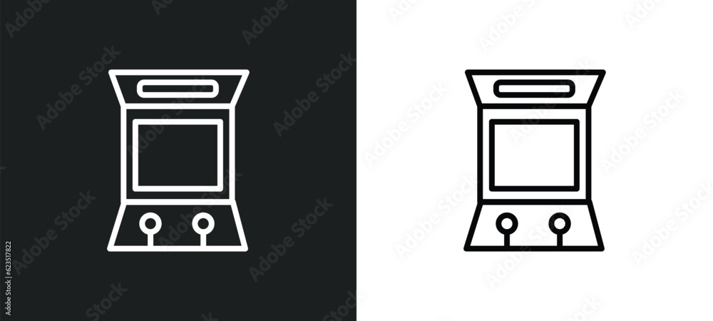 Aufkleber arcade hine icon isolated in white and black colors. arcade hine outline vector icon from arcade col