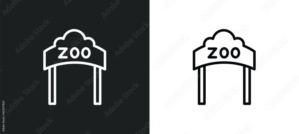 Poster zoo icon isolated in white and black colors. zoo outline vector icon from arcade collection for web,