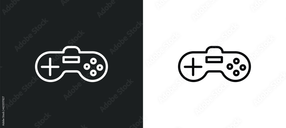 Poster video game icon isolated in white and black colors. video game outline vector icon from arcade colle