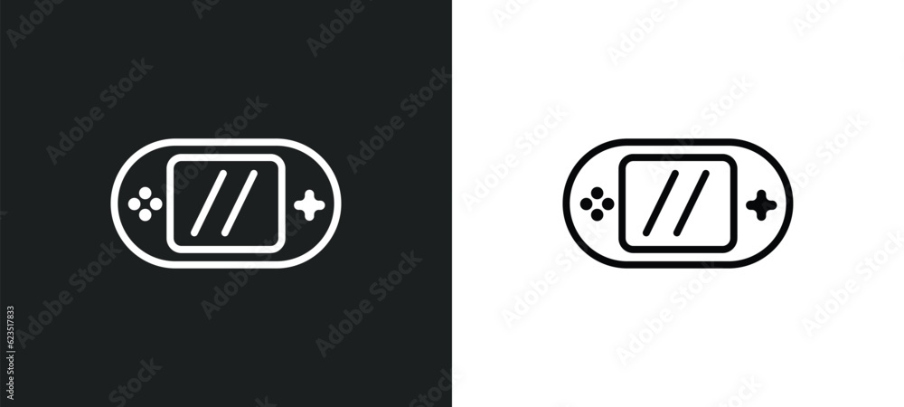 Poster video console icon isolated in white and black colors. video console outline vector icon from arcade
