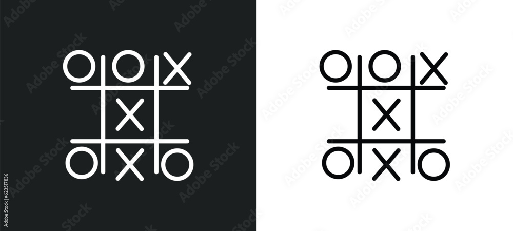 Poster tic tac toe icon isolated in white and black colors. tic tac toe outline vector icon from arcade col