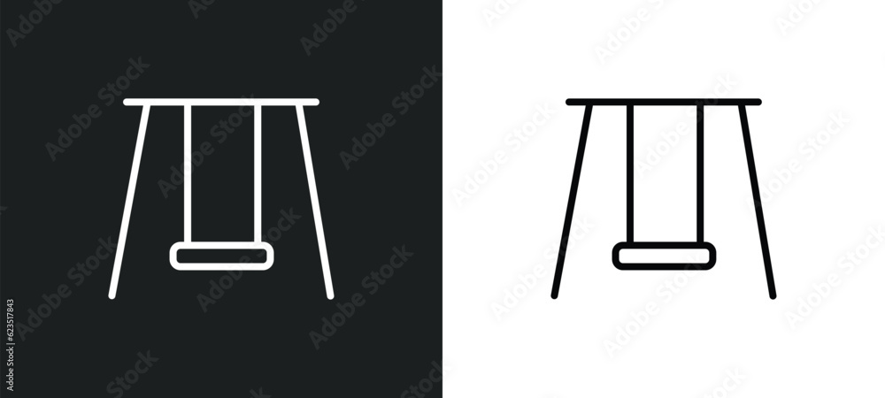 Poster swing icon isolated in white and black colors. swing outline vector icon from arcade collection for 
