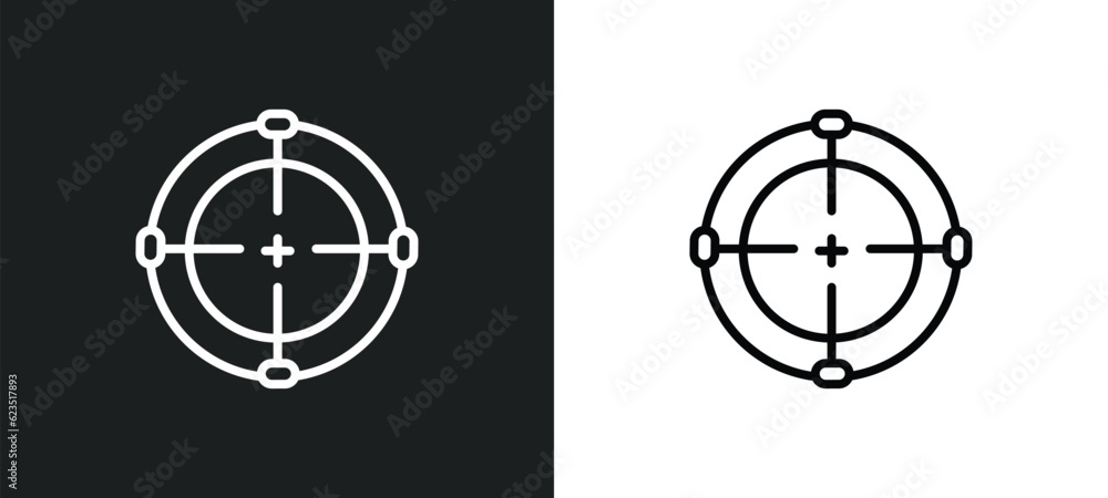 Poster shooting game icon isolated in white and black colors. shooting game outline vector icon from arcade