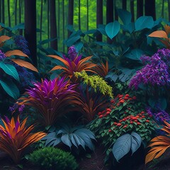 tropical forest with flowers