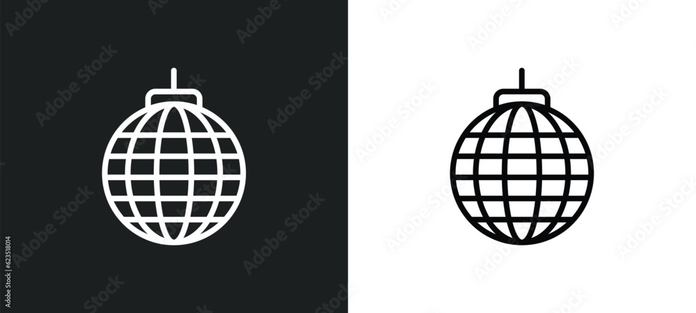 Poster disco icon isolated in white and black colors. disco outline vector icon from arcade collection for 