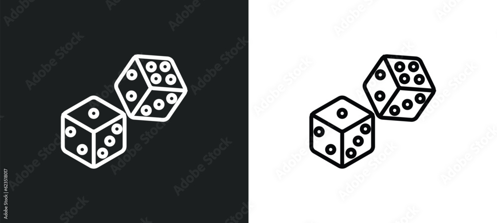 Poster dices icon isolated in white and black colors. dices outline vector icon from arcade collection for 