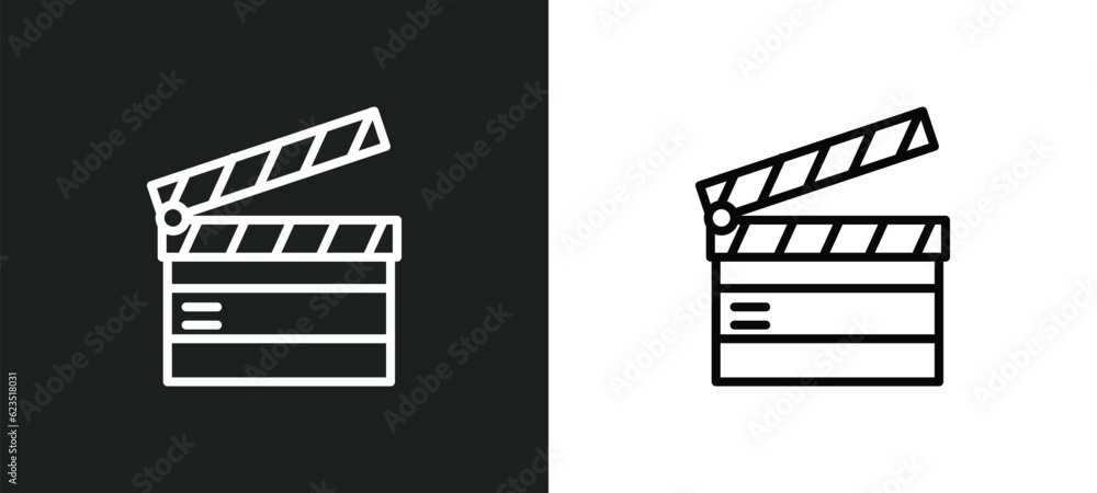 Poster clapboard icon isolated in white and black colors. clapboard outline vector icon from arcade collect