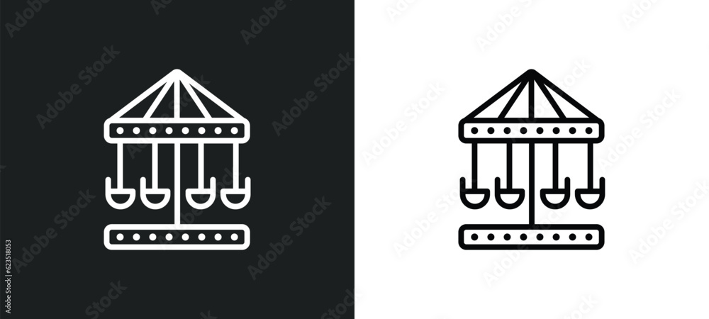 Poster carousel icon isolated in white and black colors. carousel outline vector icon from arcade collectio