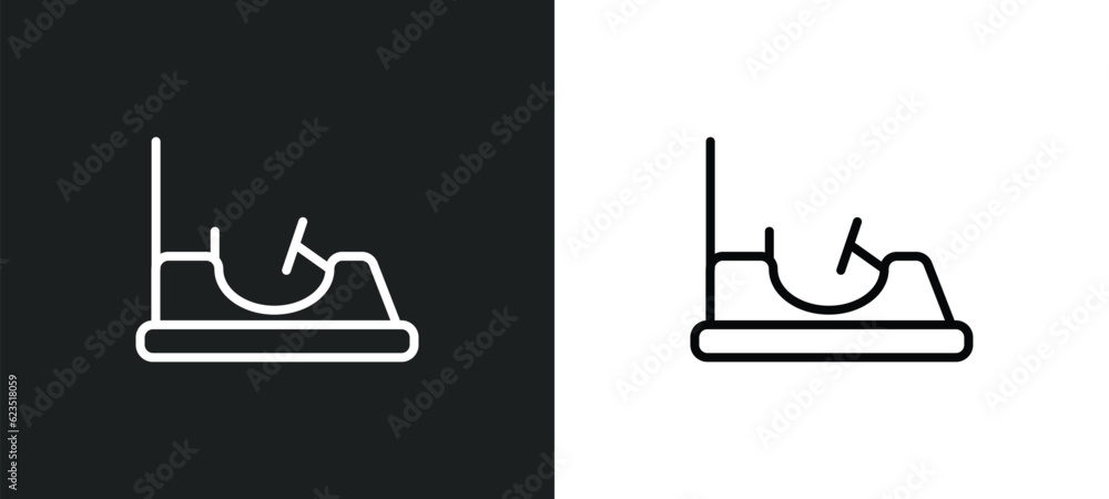 Poster bumper car icon isolated in white and black colors. bumper car outline vector icon from arcade colle