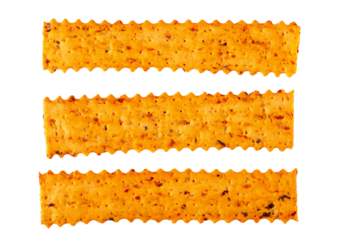 Crackers with dried tomatoes and black olives isolated on white, top view