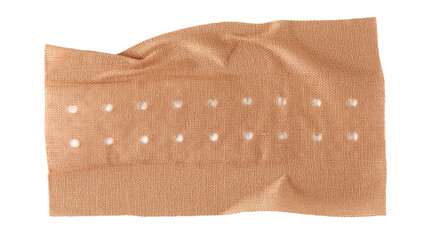 Adhesive bandage crumpled, sticky isolated on white, top view