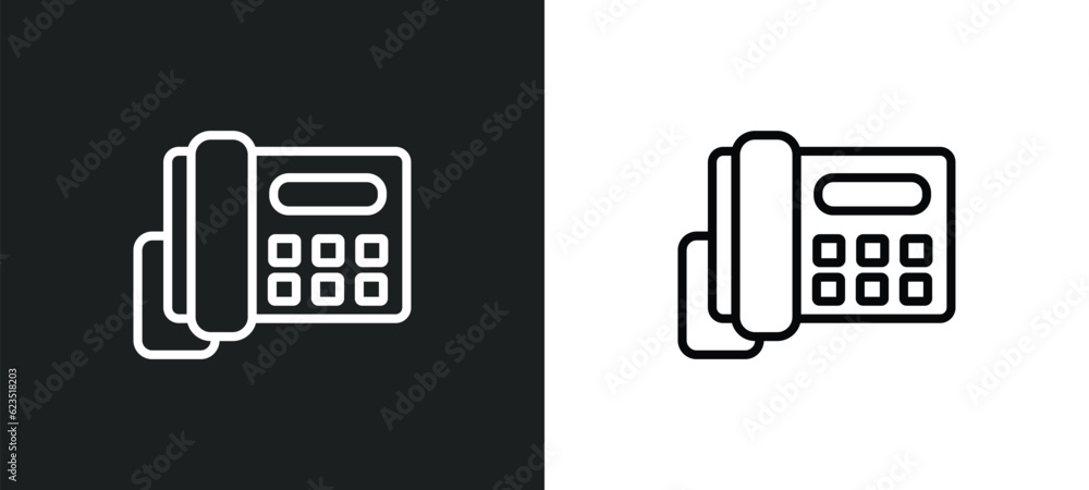 Poster answering hine icon isolated in white and black colors. answering hine outline vector icon from elec