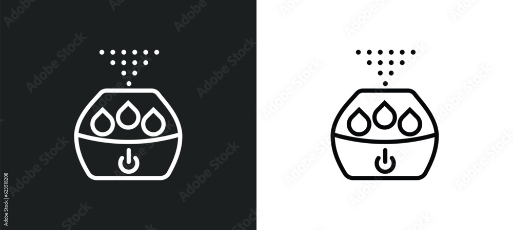 Poster humidifier icon isolated in white and black colors. humidifier outline vector icon from electronic d