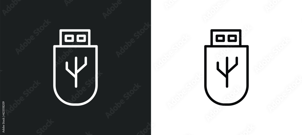 Poster usb icon isolated in white and black colors. usb outline vector icon from electronic devices collect