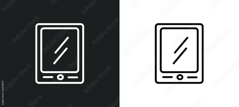 Poster tablet icon isolated in white and black colors. tablet outline vector icon from electronic devices c