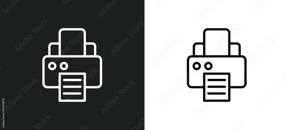 Poster printer icon isolated in white and black colors. printer outline vector icon from electronic devices