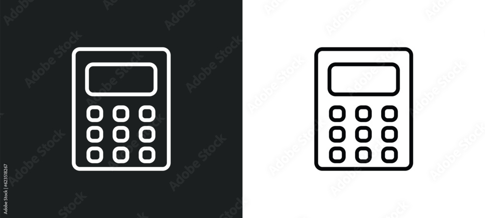 Poster calculator icon isolated in white and black colors. calculator outline vector icon from electronic d
